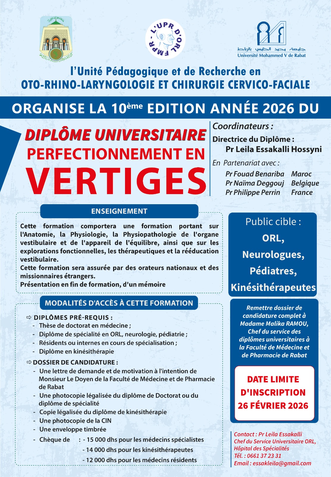 You are currently viewing Diplôme Universitaire: Perfectionnement en Vertiges